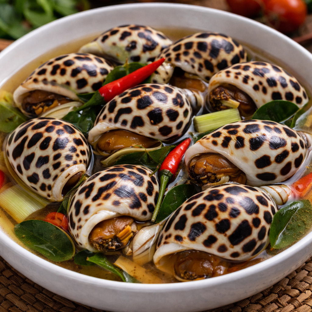 Keong Macan Rebus / Saus Lada Hitam / Saus Padang